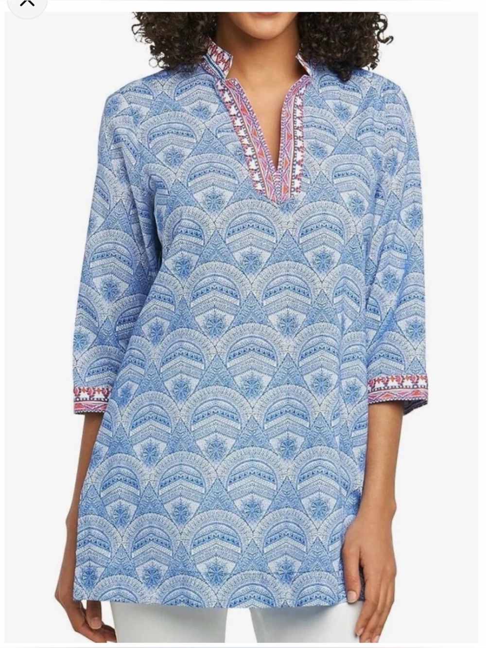 Foxcroft Angelica Medallion Combo Tunic Sz 4